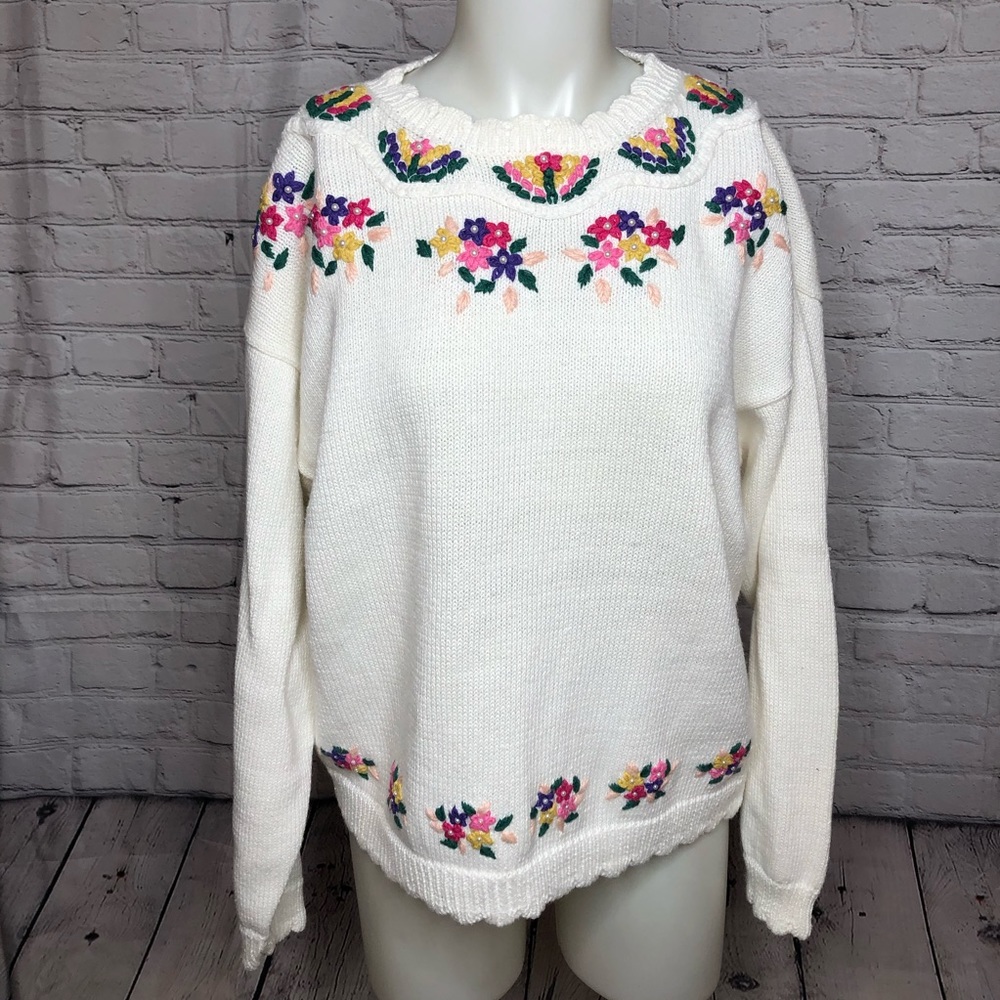 Needles & Yarn vintage cottage core sweater sz L